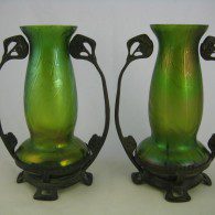KRALIK ‘PAMPAS’ Vases in Metal Stands