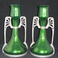 LOETZ ‘Aventurin’ Vases in F. van Hauten Stands